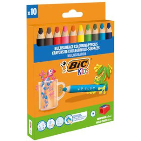 Lápices de colores LAPICES de COLORES BIC KIDS MULTISUPERFICIES 3 en 1 ESTUCHE de 10