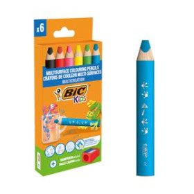 Lápices de colores LAPICES de COLORES BIC KIDS MULTISUPERFICIES 3 en 1 ESTUCHE de 6