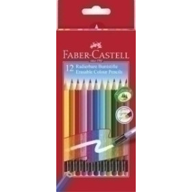 Lápices de colores LAPICES de COLORES FABER-CASTELL BORRABLE estuche de 12 con GOMA