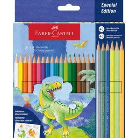 Lápices de colores LAPICES de COLORES FABER-CASTELL DINOSAURIOS ESTUCHE de 18+6