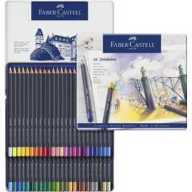 Lápices de colores LAPICES de COLORES FABER-CASTELL GOLDFABER AQUA 1147 estuche de METAL de 48