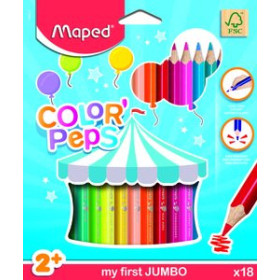 Lápices de colores LAPICES de COLORES MAPED COLOR PEPS JUMBO estuche de 18