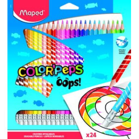 Lápices de colores LAPICES de COLORES MAPED COLOR´PEPS BORRABLE OOPS! RESINA Estuche de 24 con GOMA