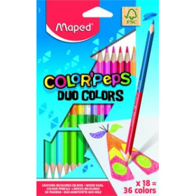 Lápices de colores LAPICES de COLORES MAPED COLOR"PEPS DUO estuche de 18 = 36 colores