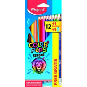 Lápices de colores LAPICES de COLORES MAPED COLOR"PEPS STRONG estuche de 12 (regalo lapiz de grafito y afila)