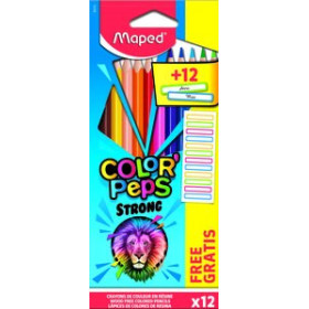 Lápices de colores LAPICES de COLORES MAPED COLOR"PEPS STRONG estuche de 12 (regalo 12 etiquetas)