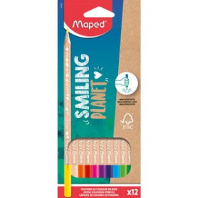 Lápices de colores LAPICES de COLORES MAPED SMILING PLANET FSC estuche de 12