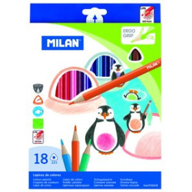 Lápices de colores LAPICES de COLORES MILAN ERGO GRIP TRIANGULARES ESTUCHE DE 18