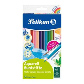 Lápices de colores LAPICES de COLORES PELIKAN AQUARELL HEXAGONAL + PINCEL estuche de 12 (700672)