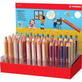 Lápices de colores LAPICES de COLORES STABILO WOODY 3 en 1 EXPOSITOR de 48