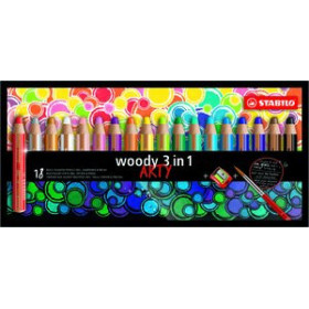 Lápices de colores LAPICES de COLORES STABILO WOODY 880 3 en 1 ARTY LINE ESTUCHE de 18 (incluye sacapuntas)