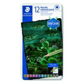 Lápices de colores LAPICES de COLORES STAEDTLER DESIGN JOURNEY 146 COLORES METALICO estuche METAL de 12