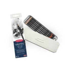 Lápices de grafito LAPICES de GRAFITO DERWENT (6B-2H) CAJA METALICA de 6