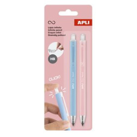 Lápices de grafito LAPIZ APLI GRAFITO HB  INFINITO RETRACTIL (AZUL Y ROSA) PACK DE 2