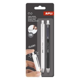 Lápices de grafito LAPIZ APLI GRAFITO HB  INFINITO RETRACTIL (BLANCO Y NEGRO) PACK DE 2
