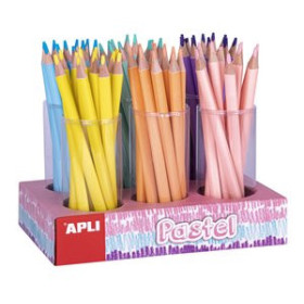 Lápices de colores LAPIZ APLI JUMBO FLUOR PASTEL TRIANGULAR SURTIDO EXPOSITOR de 108
