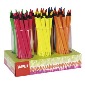 Lápices de colores LAPIZ APLI JUMBO FLUOR TRIANGULAR EXPOSITOR DE 108