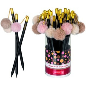 Lápices de grafito LAPIZ de GRAFITO BRUNNEN FUN POMPON HB SURTIDO EXPOSITOR DE 24 (3 col.)