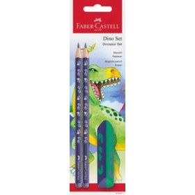 Lápices de grafito LAPIZ de GRAFITO FABER-CASTELL HB DINOSAURIO AZUL blister de 2 + GOMA