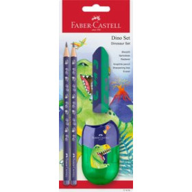 Lápices de grafito LAPIZ de GRAFITO FABER-CASTELL HB DINOSAURIO AZUL blister de 2 + GOMA + AFILA