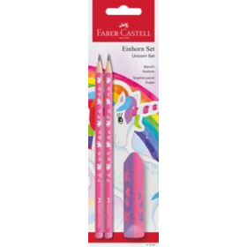Lápices de grafito LAPIZ de GRAFITO FABER-CASTELL HB UNICORNIO ROSA blister de 2 + GOMA