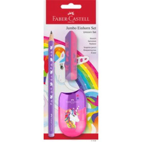Lápices de grafito LAPIZ de GRAFITO FABER-CASTELL JUMBO HB UNICORNIO VIOLETA blister de 2 + AFILA