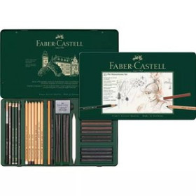 Lápices de grafito LAPIZ de GRAFITO FABER-CASTELL PITT MONOCHROME estuche METAL de 33