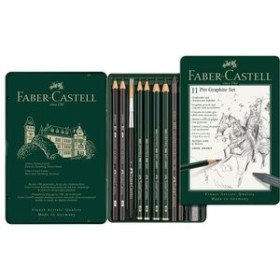 Lápices de grafito LAPIZ de GRAFITO FABER-CASTELL PITT SURTIDO estuche METAL de 11