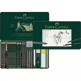 Lápices de grafito LAPIZ de GRAFITO FABER-CASTELL PITT SURTIDO estuche METAL de 26