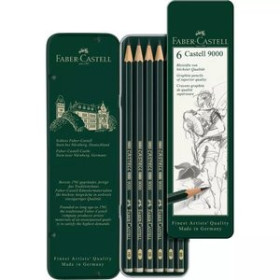 Lápices de grafito LAPIZ de GRAFITO FABER-CASTELL 9000 ESTUCHE METAL DE 6 SURTIDOS (8B