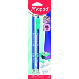 Lápices de grafito LAPIZ de GRAFITO MAPED con GOMA - HB BLISTER de 2 + 1 GRIP