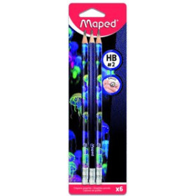Lápices de grafito LAPIZ de GRAFITO MAPED DEEPSEA con GOMA - HB BLISTER de 6