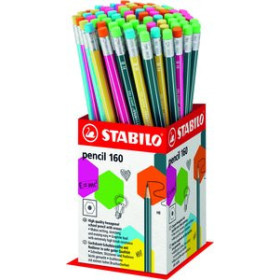 Lápices de grafito LAPIZ de GRAFITO STABILO HEXAGONAL CON GOMA 2160 HB EXPOSITOR de 72