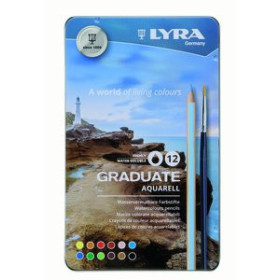 Lápices de colores LAPIZ LYRA GRADUATE AQUARELL ESTUCHE METAL de 12