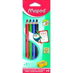 Marcadores de pizarra y flipchart LAPIZ MARCADOR MAPED PARA PIZARRA SET DE 4 COLORES + AFILALAPIZ