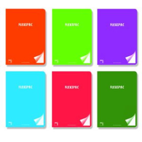 Libretas grapadas tapa PP LIBRETA PACSA FLEXIPAC tapa PP A5+ 48h CUADRIC.3x3 90g C/MARGEN SURTIDO (6 col.)