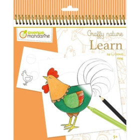 Libros de Regalo LIBRO DE COLOREAR AVENUE MANDARINE APRENDE A DIBUJAR GRANJA 250g 24h