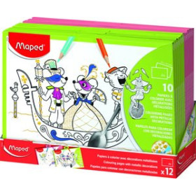 Kits de manualidades MAPED PAPELES PARA COLOREAR CON DECORACIONES METALIZADAS 10 und