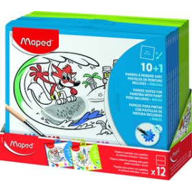 Kits de manualidades MAPED PAPELES PARA PINTAR CON PASTILLAS Y PINCEL 10 und