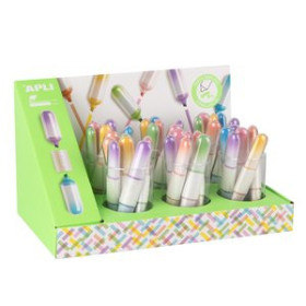 Marcadores flúor (tinta y gel) MARCADOR FLUOR APLI DOBLE PUNTA DUAL MINI EXPOSITOR DE 36