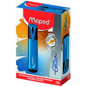 Marcadores flúor (tinta y gel) MARCADOR FLUOR MAPED FLUO GLITTER  AZUL METALIZADO