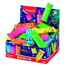 Marcadores flúor (tinta y gel) MARCADOR FLUOR MAPED FLUO PEPS MINI FRIENDS POCKET EXPOSITOR de 48