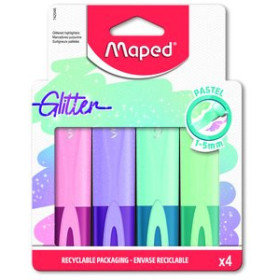 Marcadores flúor (tinta y gel) MARCADOR FLUOR MAPED FLUO PEPS PASTEL GLITTER  PACK de 4