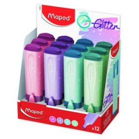 Marcadores flúor (tinta y gel) MARCADOR FLUOR MAPED FLUO PEPS PASTEL GLITTER EXPOSITOR de 12