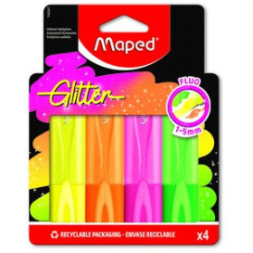 Marcadores flúor (tinta y gel) MARCADOR FLUOR MAPED NEON GLITTER PACK de 4