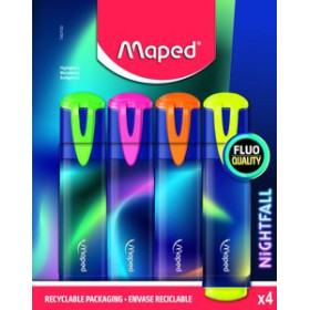 Marcadores flúor (tinta y gel) MARCADOR FLUOR MAPED NIGHTFALL  PACK de 4