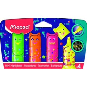 Marcadores flúor (tinta y gel) MARCADOR FLUOR MAPED PIXEL PARTY POCKET BLISTER de 4