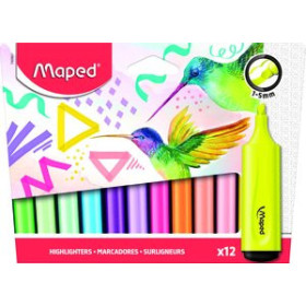 Marcadores flúor (tinta y gel) MARCADOR FLUOR MAPED SLEEVE DISTINTOS EFECTOS PACK DE 12