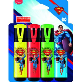 Marcadores flúor (tinta y gel) MARCADOR FLUOR MAPED SUPERMAN PACK de 4