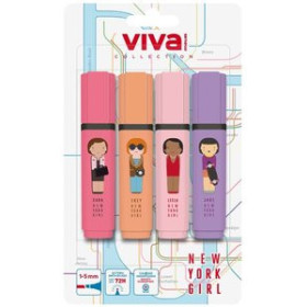 Marcadores flúor (tinta y gel) MARCADOR FLUOR MOLIN VIVA NEW YORK BLISTER de 4 COLORES